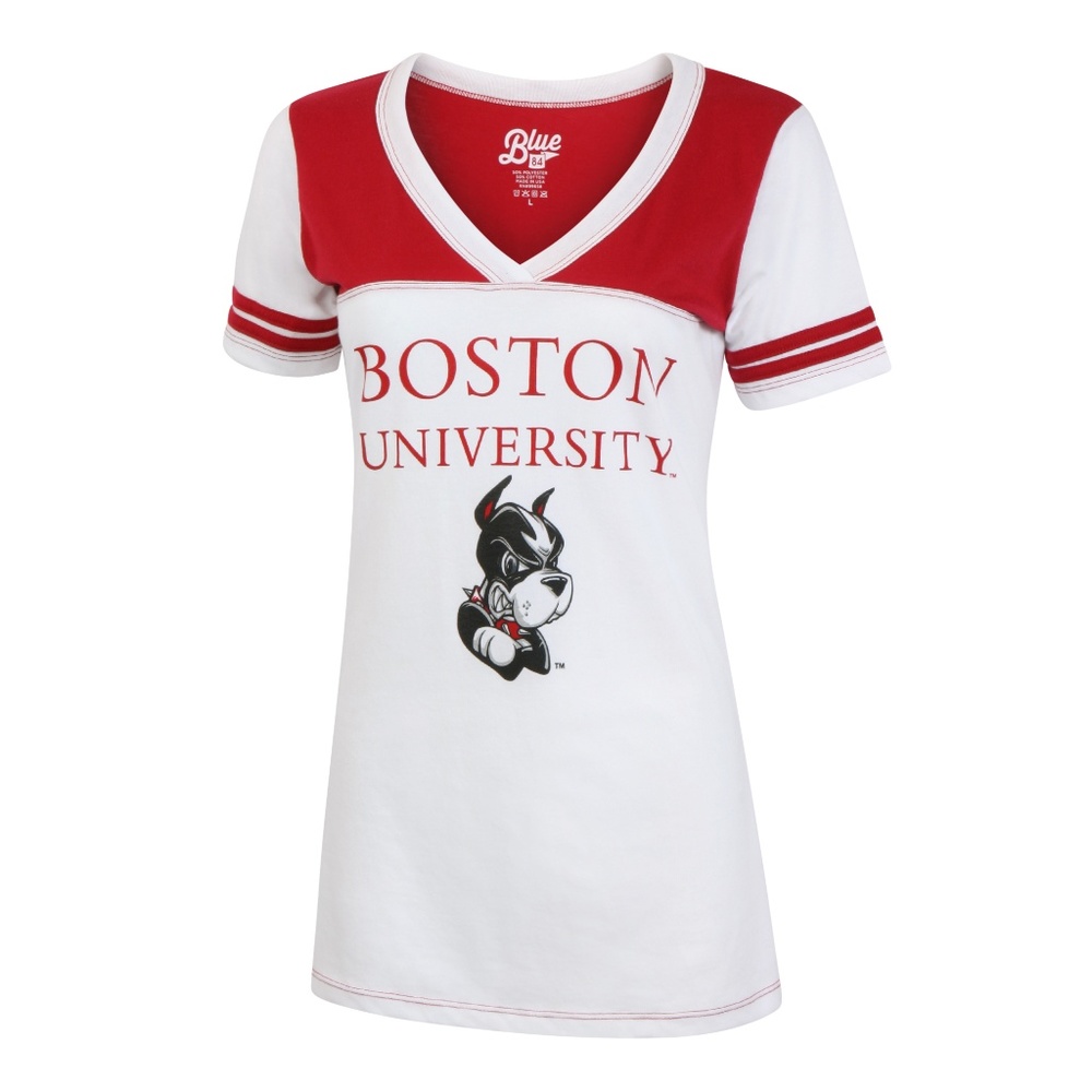 Boston University Womens V Neck Tee